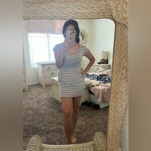 Lovely Day Gray Striped Mini Dress